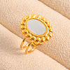 304 Stainless Steel with Natural Shell Cuff Open Rings for Women WI5991-3-1