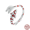 Fish 925 Sterling Silver Pave Clear Cubic Zirconia Enamel Cuff Rings for Women FS-WG52F3D-01-2