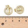 Brass Micro Pave Cubic Zirconia Flat Round with Virgin Mary Charms KK-C156-23G-3