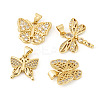 4Pcs 4 Styles Brass Micro Pave Clear Cubic Zirconia Pendants KK-TA0002-84-1