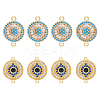 8Pcs 2 Styles Brass Pave Clear & Deep Sky Blue Cubic Zirconia Connector Charms KK-DC0003-42-1