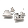 Brass Heart Stud Earrings for Women EJEW-U026-04P-2