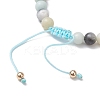 Natural Flower Amazonite Round Beaded Braided Bead Bracelets BJEW-JB10692-04-4