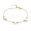 Adjustable Brass Beaded Slider Bracelets for Women BJEW-T022-25G-3