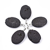 Electroplate Natural Druzy Geode Agate Pendants G-S344-60A-01-1