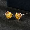 Flat Round Brass Micro Pave Cubic Zirconin Stud Earrings EJEW-D318-04G-1