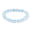 Natural Aquamarine Round Bead Stretch Bracelets for Men Women BJEW-U034-01D-02-4