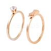 Bowknot PVD Vacuum Plating 304 Stainless Steel Finger Ring Set for Women RJEW-C086-29-RG-1