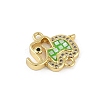 Rack Plating Brass Micro Pave Clear Cubic Zirconia Elephant Connector Charms KK-U032-29G-02-2
