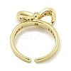 Bowknot Brass Micro Pave Cubic Zirconia Open Cuff Ring for Women RJEW-E296-03G-3