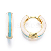 Brass Huggie Hoop Earrings LS-EJEW-S209-07C-1