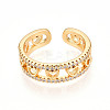 Brass Micro Pave Clear Cubic Zirconia Cuff Rings for Women KK-T074-03G-2