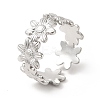 Non-Tarnish 304 Stainless Steel Sunflower Open Cuff Ring for Women RJEW-E063-08P-1