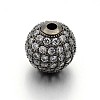 CZ Brass Micro Pave Cubic Zirconia Round Beads ZIRC-L017-01B-1