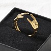 304 Stainless Steel Rock & Roll Hand Gesture Cuff Rings for Women Men LS-RJEW-B118-02G-1
