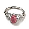 Oval Natural Rhodonite Adjustable Rings RJEW-Q818-01P-04B-3