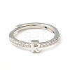 Clear Cubic Zirconia Initial Letter Adjustable Ring RJEW-C052-01P-R-2