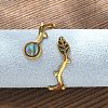 Leaf & Flat Round 304 Stainless Steel Paua Shell Cuff Rings for Women LS-RJEW-G346-01G-01-2
