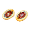 Natural Freshwater Shell Double Face Printed Oval Charms SHEL-T020-05G-2