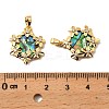 Brass & Paua Shell & Clear Cubic Zirconia Pendants KK-G538-09G-3