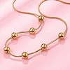 304 Stainless Steel Round Beads Snake Chain Necklaces NJEW-D319-02C-G-2