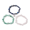3Pcs 3 Styles Natural Green Aventurine & Rose Quartz & Lapis Lazuli Chips Stretch Bracelets Sets BJEW-JB11076-02-4