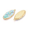 Printed Style 304 Stainless Steel Oval with Flower Pattern Pendants STAS-T071-27B-G-2