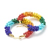 Porcelain Beaded Huggie Hoop Earrings for Women X1-EJEW-C003-01C-RS-2