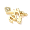 Brass Micro Pave Clear Cubic Zirconia Charms KK-L253-22G-01-2