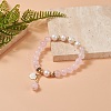 Natural Rose Quartz & Pearl Stretch Bracelet BJEW-JB09224-01-2
