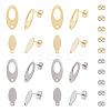 DICOSMETIC 40Pcs 4 Style 304 Stainless Steel Oval Stud Earring Findings STAS-DC0014-81-1
