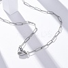 304 Stainless Steel Double-Sided Magnetic Heart Pendant Paperclip Chain Necklaces LS-NJEW-U028-02P-1