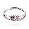 925 Sterling Silver Micro Pave Clear Cubic Zirconia Adjustable Finger Rings for Women STER-N016-136P-2