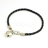 PU Leather Braided Charm Bracelets BJEW-JB00785-09-2