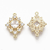 Brass Clear Cubic Zirconia Links connectors LS-ZIRC-Q021-046G-NF-2