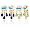 2 Pairs 2 Colors Teardrop Alloy Enamel Dangle Stud Earrings for Women EJEW-TA0001-49A-1