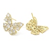 Cubic Zirconia Butterfly Stud Earrings EJEW-G353-04G-2