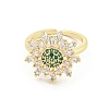 Brass Micro Pave Cubic Zirconia Cuff Rings RJEW-I103-039G-2
