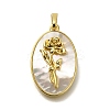 Brass Pave Shell Birth Flower Pendants FIND-I040-04A-1