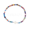 Handmade Millefiori Glass Round Beads & Spray Painted Synthetic Turquoise Beads Stretch Bracelets BJEW-JB12223-2