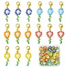 50Pcs 5 Colors Flower Glass Seed Bead Pendant Decorations HJEW-CJ0001-09-3