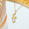 Spiral Shaped 304 Stainless Steel Micro Pave Clear Cubic Zirconia Pendant Necklaces FS-WG74725-01-4
