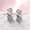 Brass Micro Pave Clear Cubic Zirconia Stud Earrings EJEW-D322-07P-01-1