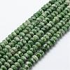 Natural Green Spot Jasper Beads Strands G-G665-13-6x4mm-1