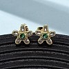 Brass Micro Pave Cubic Zirconia Flower Stud Earrings EJEW-K267-12G-2