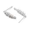 Brass Clear Cubic Zirconia Stud Earring Findings KK-A238-02C-P-2