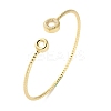 Clear Cubic Zirconia Open Cuff Bangle BJEW-G737-01G-02-4