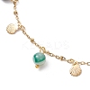 Dyed Natural Banded Agate Round & 304 Stainless Steel Shell Shape Tassel Anklets for Women AJEW-AN00702-01-4