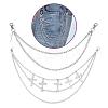 2Pcs 2 Styles Zinc Alloy Double Layer Cross Chains Belt AJEW-HY0002-27-1
