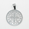 Non-Tarnish Trendy Necklace Findings Flat Round with San Benito 304 Stainless Steel Pendants STAS-L012-A07P-2
